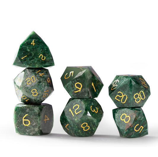 African Jade Diamond-Cut 7-Piece Dice Set