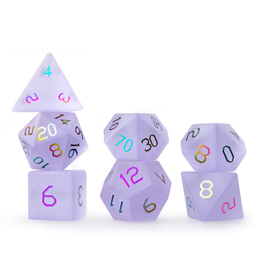 Amethyst Purple Glass Plated 7-Piece Polyhedral Dice Set