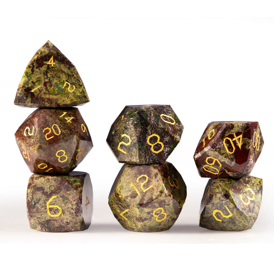 Dragon Bloodstone Diamond-Cut 7-Piece Dice Set