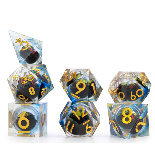 Gilded Veil Skull 7-Piece Polyhedral Dice Set