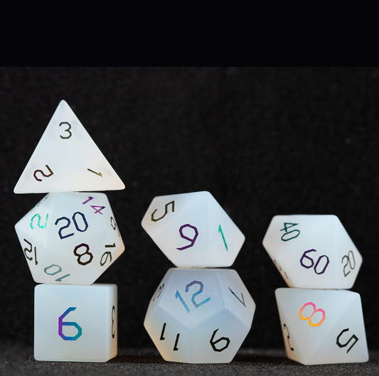 White Star Plated 7-Piece Polyhedral Dice Set