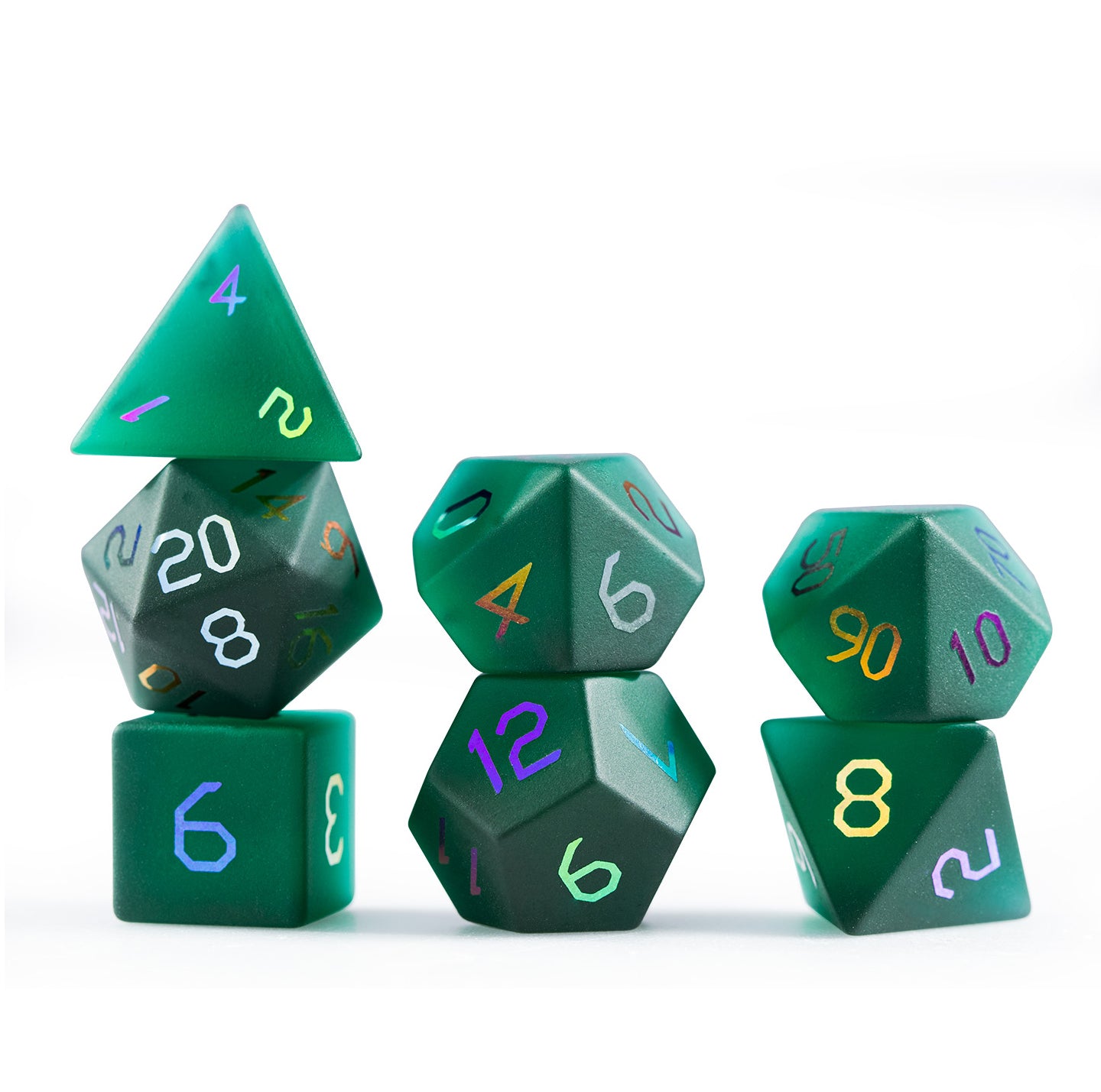 Pine Green Plated 7-Piece Polyhedral Dice Set
