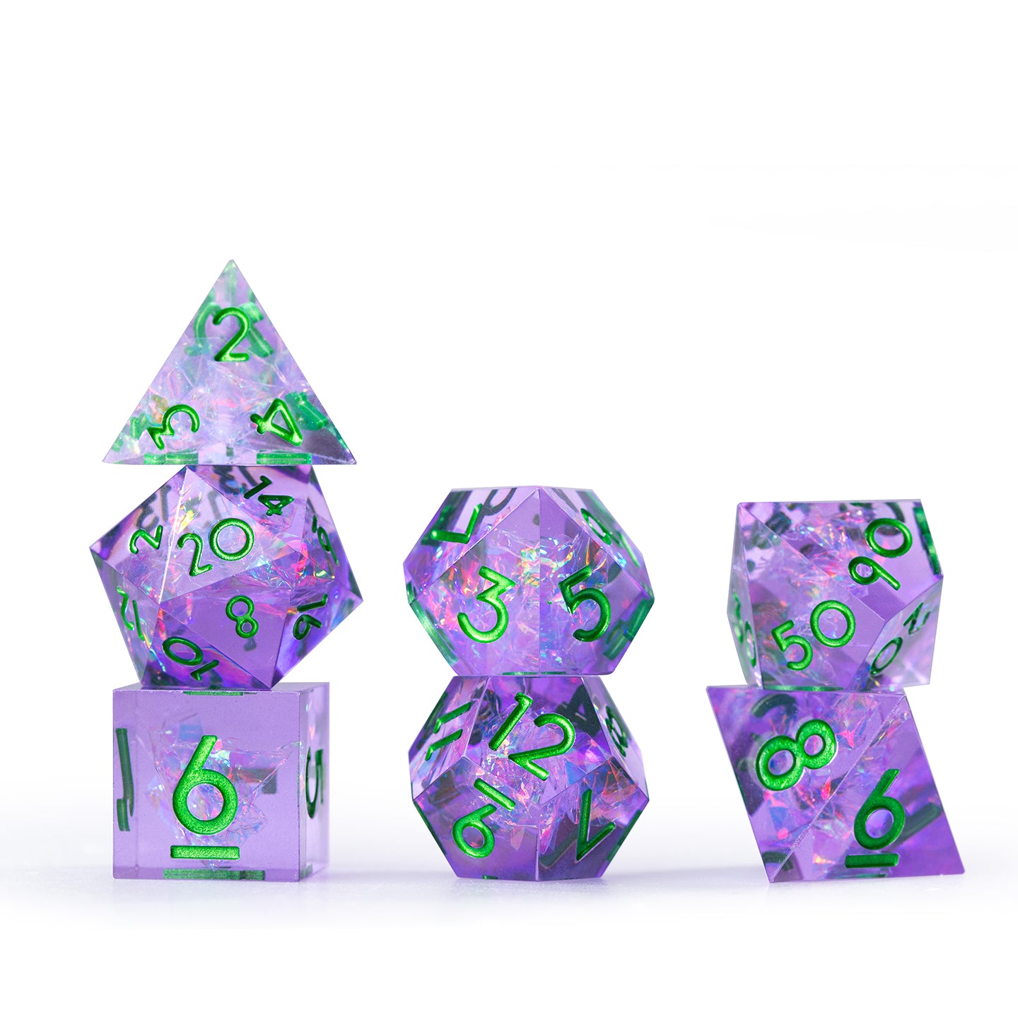 Dreamveil Amethyst Gold 7-Piece Polyhedral Dice Set