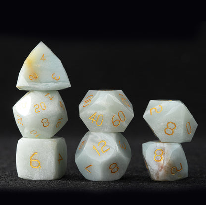 Brazilian Amazonite Diamond-Cut 7-Piece Dice Set