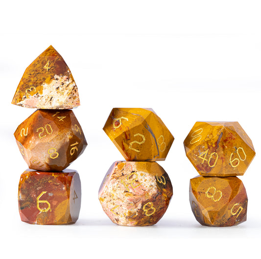 Ocean Agate Diamond-Cut 7-Piece Dice Set