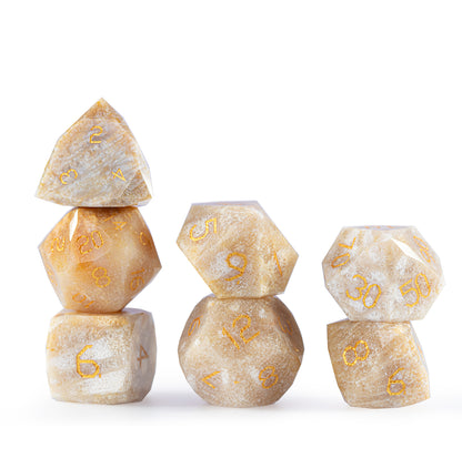 Chrysanthemum Stone Diamond-Cut 7-Piece Dice Set