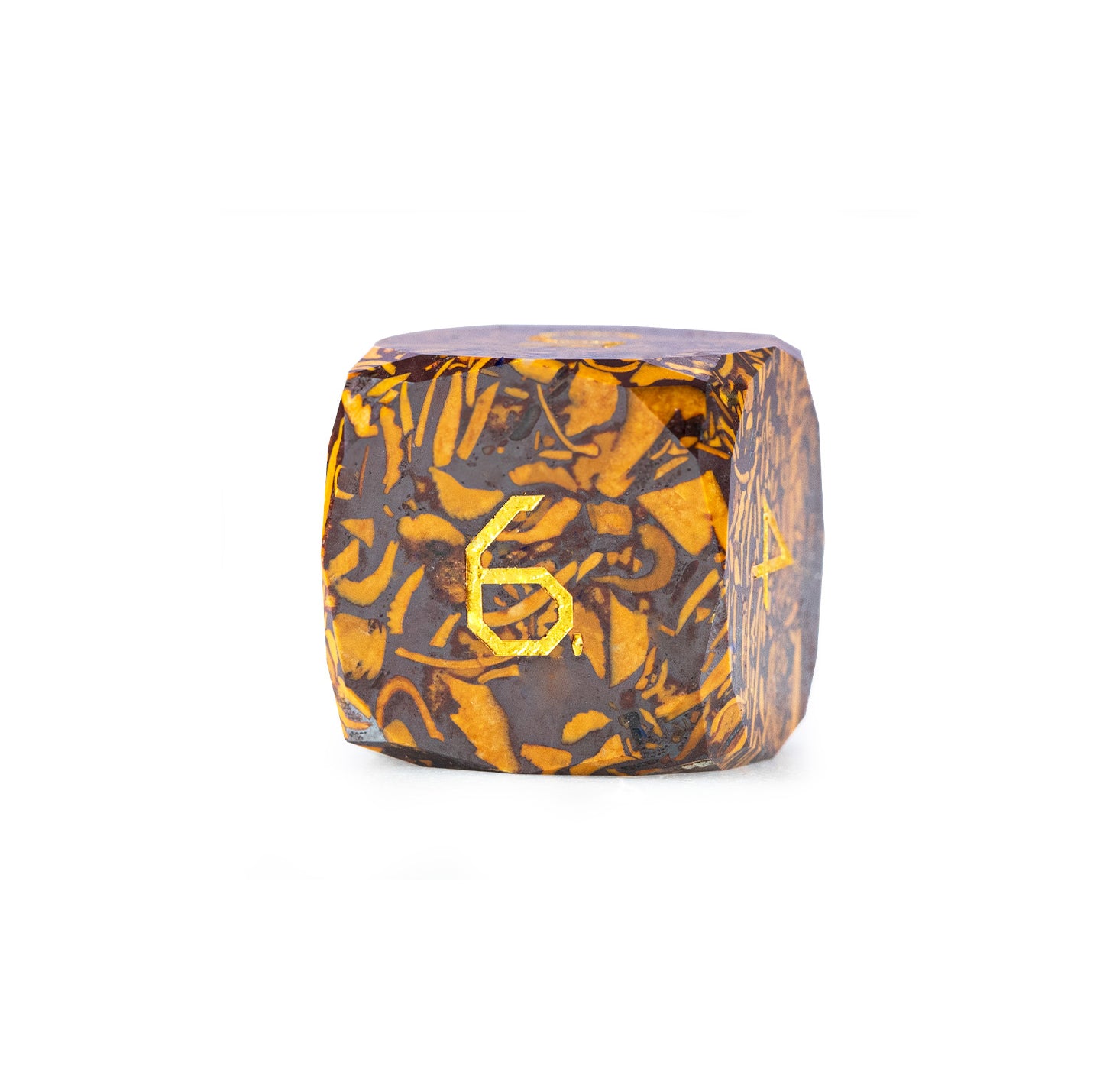 Golden Silk Jade Diamond-Cut 7-Piece Dice Set