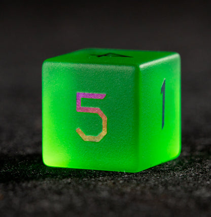 Emerald Green Plated Glass 7-Piece Polyhedral Dice Set