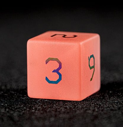 Watermelon Red Glass Plated 7-Piece Polyhedral Dice Set