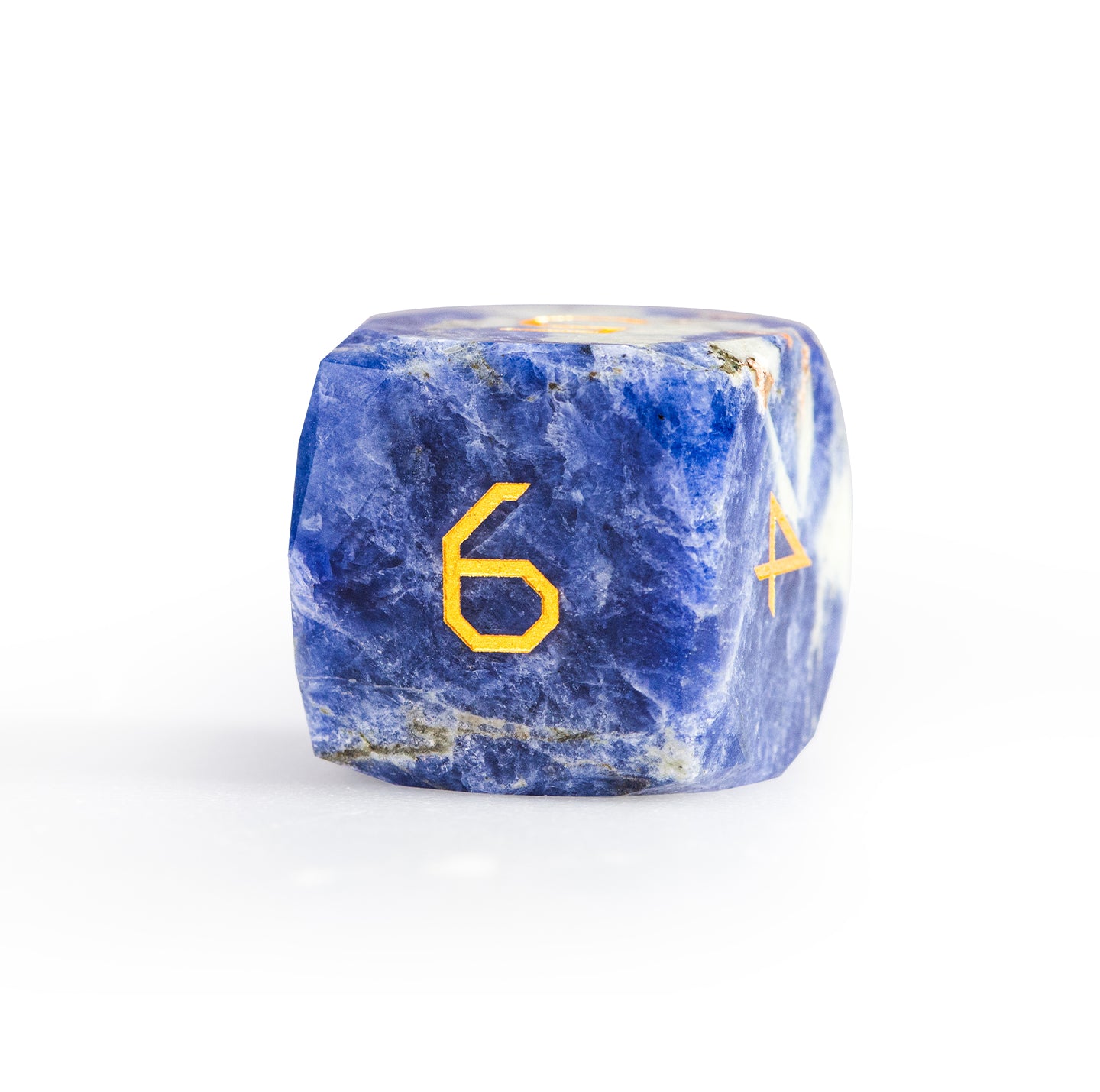Blue Vein Stone Diamond-Cut 7-Piece Dice Set