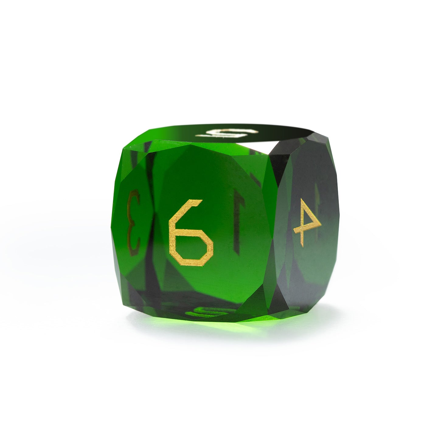 Olive Green Crystal Diamond-Cut 7-Piece Dice Set