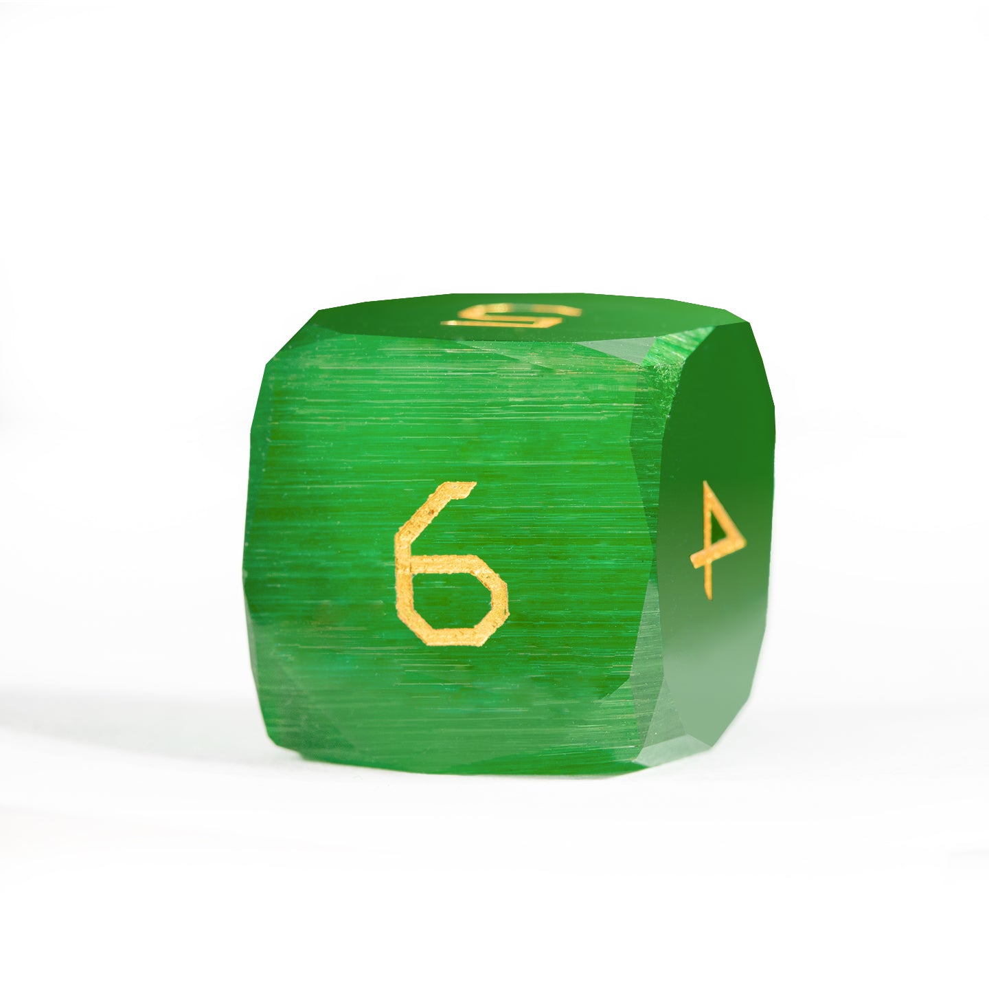 Green Cat’s Eye Crystal Diamond-Cut 7-Piece Dice Set