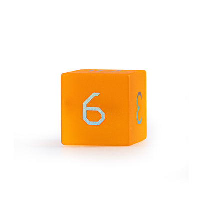 Amber Orange Plated Glass 7-Piece Polyhedral Dice Set