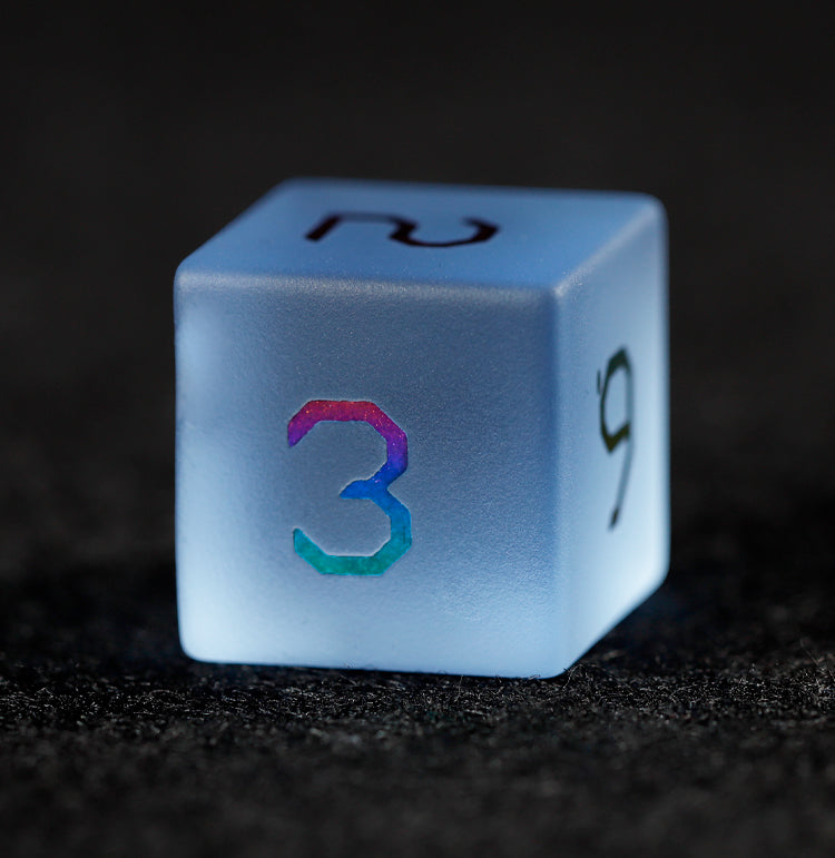 Sky Blue Glass Plated 7-Piece Polyhedral Dice Set