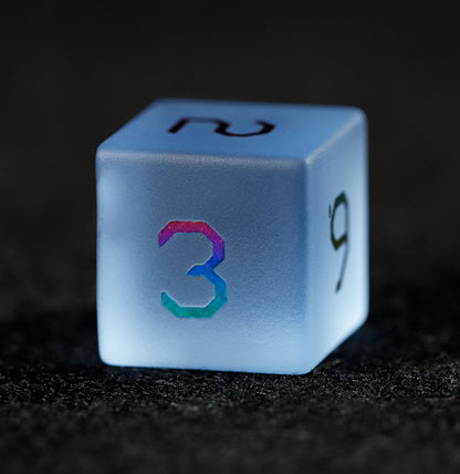 Sky Blue Glass Plated 7-Piece Polyhedral Dice Set