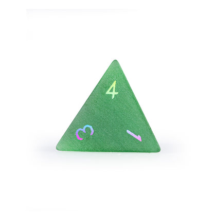 Emerald Cat’s Eye Plated 7-Piece Polyhedral Dice Set