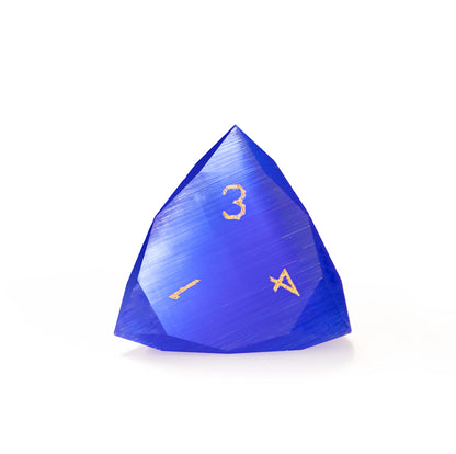 Royal Blue Cat’s Eye Crystal Diamond-Cut 7-Piece Dice Set