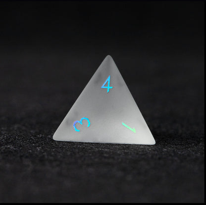 Opaline Plated Glass 7-Piece Polyhedral Dice Set