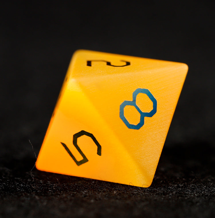 Golden Cat’s Eye Plated 7-Piece Polyhedral Dice Set