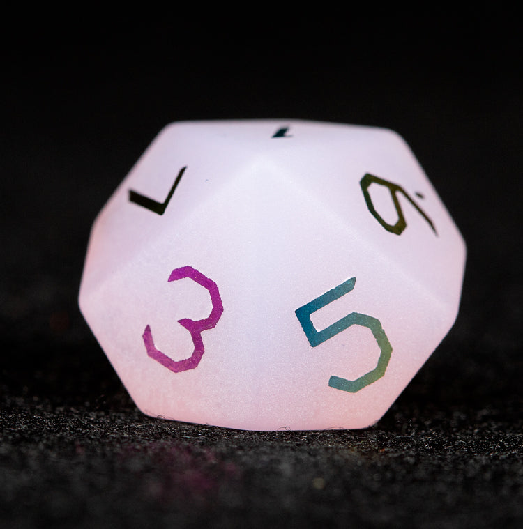Blush Spirit White Plated 7-Piece Polyhedral Dice Set