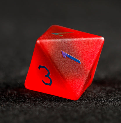 Crimson Red Plated Glass 7-Piece Polyhedral Dice Set