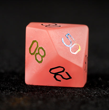 Watermelon Red Glass Plated 7-Piece Polyhedral Dice Set