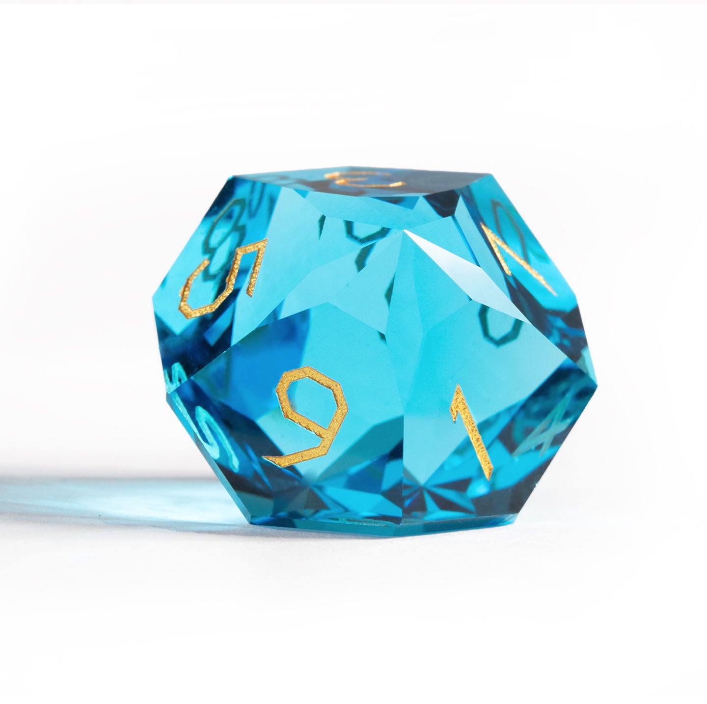 Sea Blue Crystal Diamond-Cut 7-Piece Dice Set