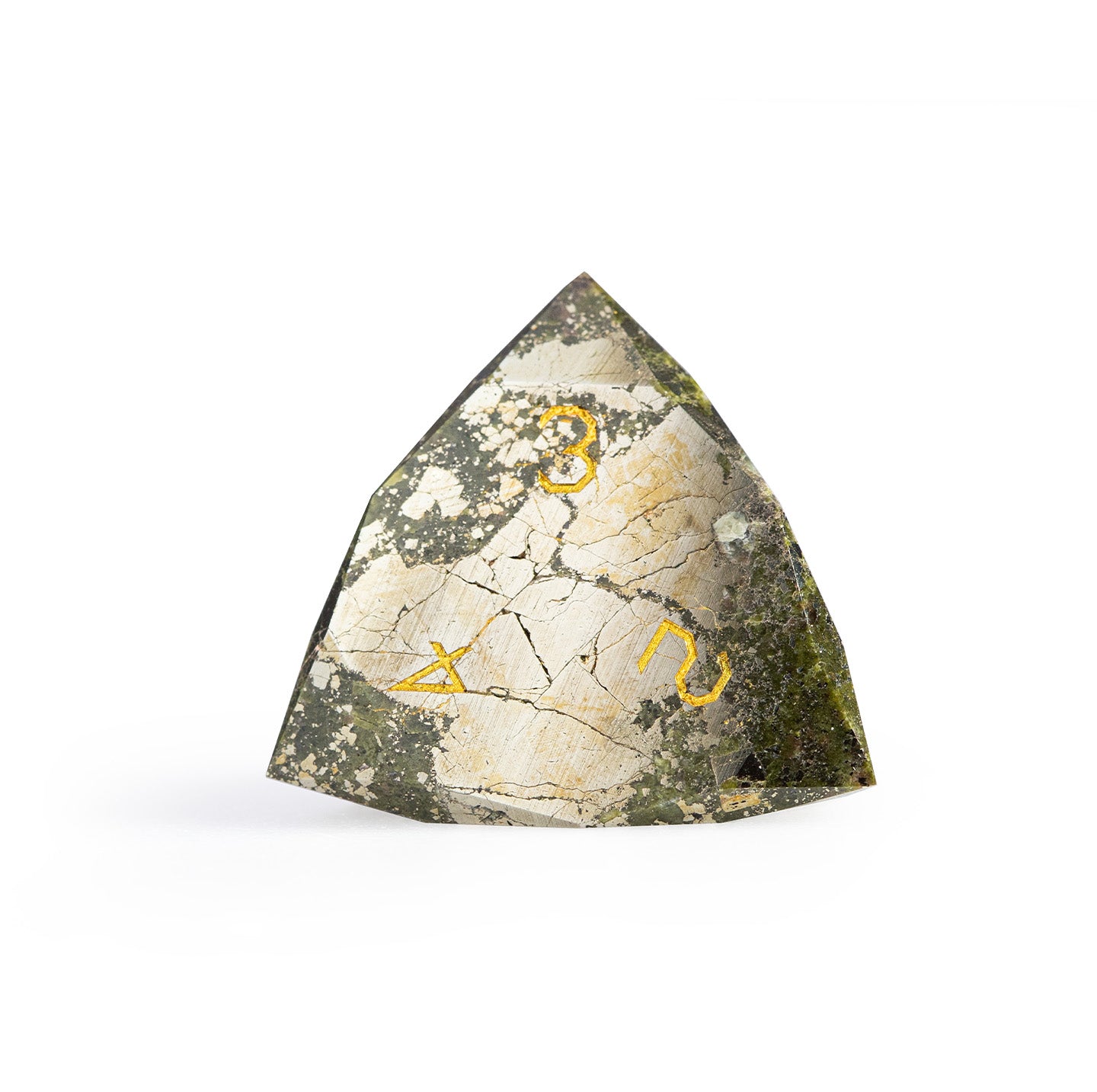 Green Goldstone Diamond-Cut 7-Piece Dice Set