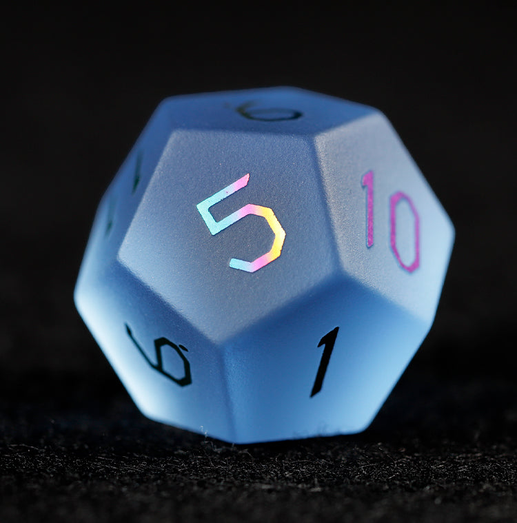 Sky Blue Glass Plated 7-Piece Polyhedral Dice Set