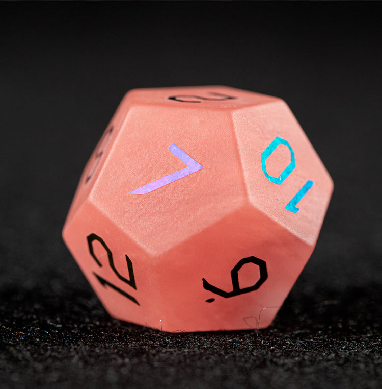 Watermelon Red Glass Plated 7-Piece Polyhedral Dice Set