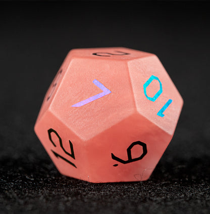 Watermelon Red Glass Plated 7-Piece Polyhedral Dice Set