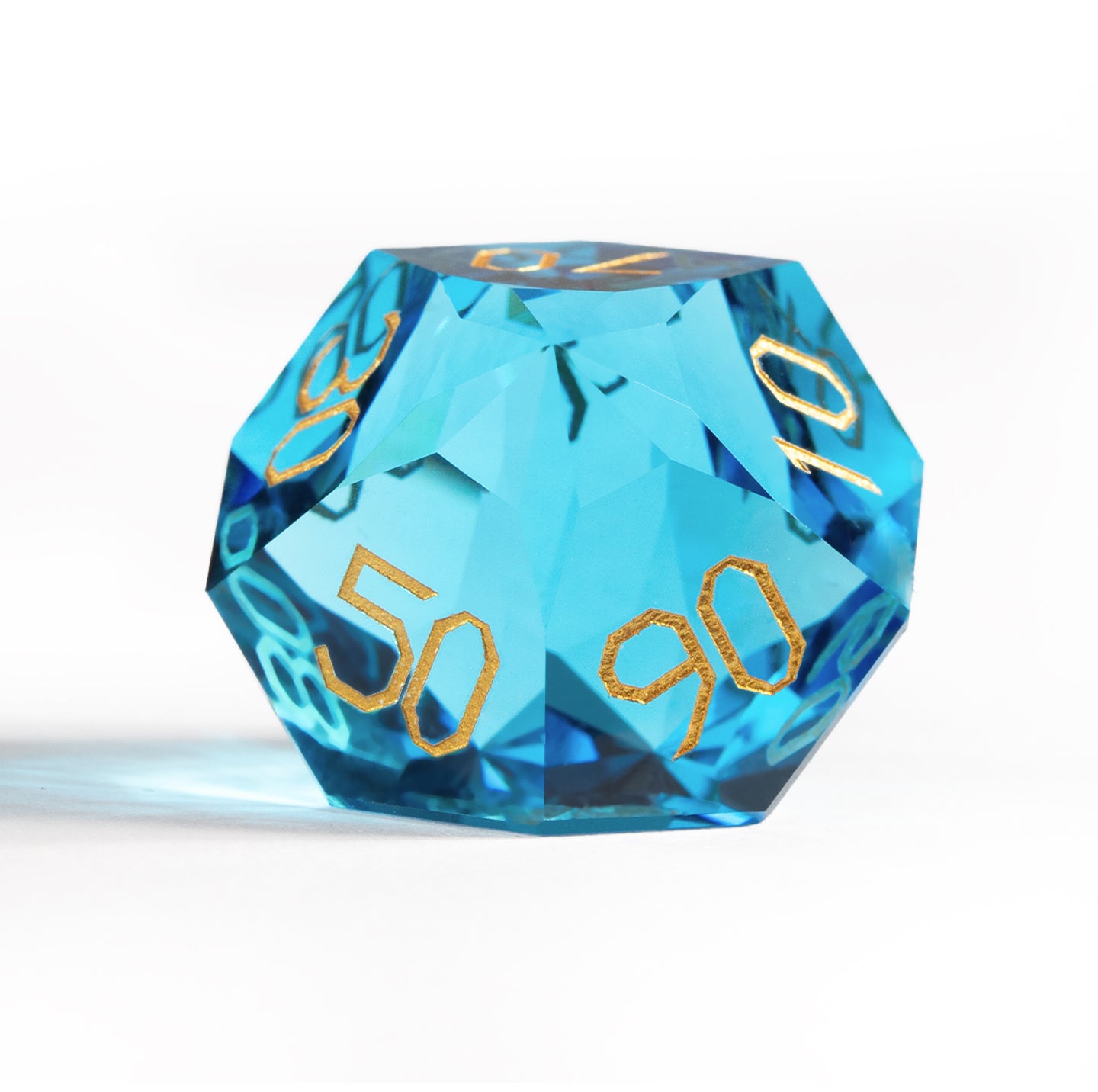 Sea Blue Crystal Diamond-Cut 7-Piece Dice Set