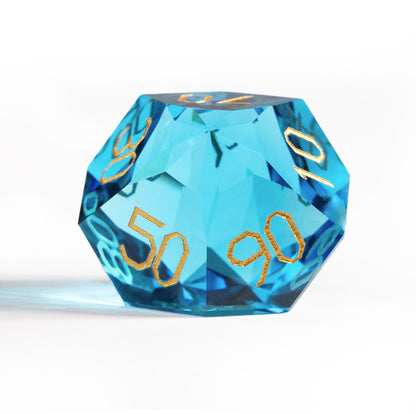Sea Blue Crystal Diamond-Cut 7-Piece Dice Set