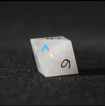 Clear Quartz Plated 7-Piece Polyhedral Dice Set