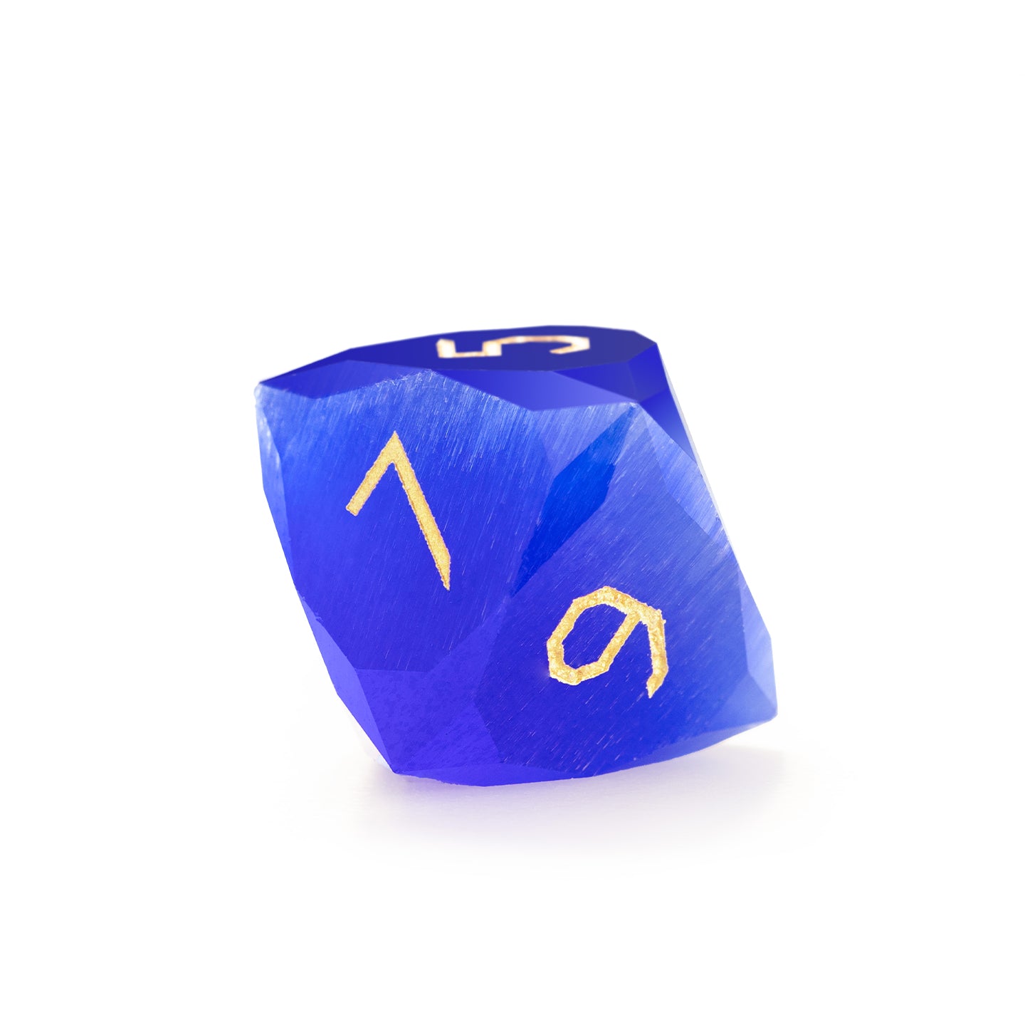 Royal Blue Cat’s Eye Crystal Diamond-Cut 7-Piece Dice Set