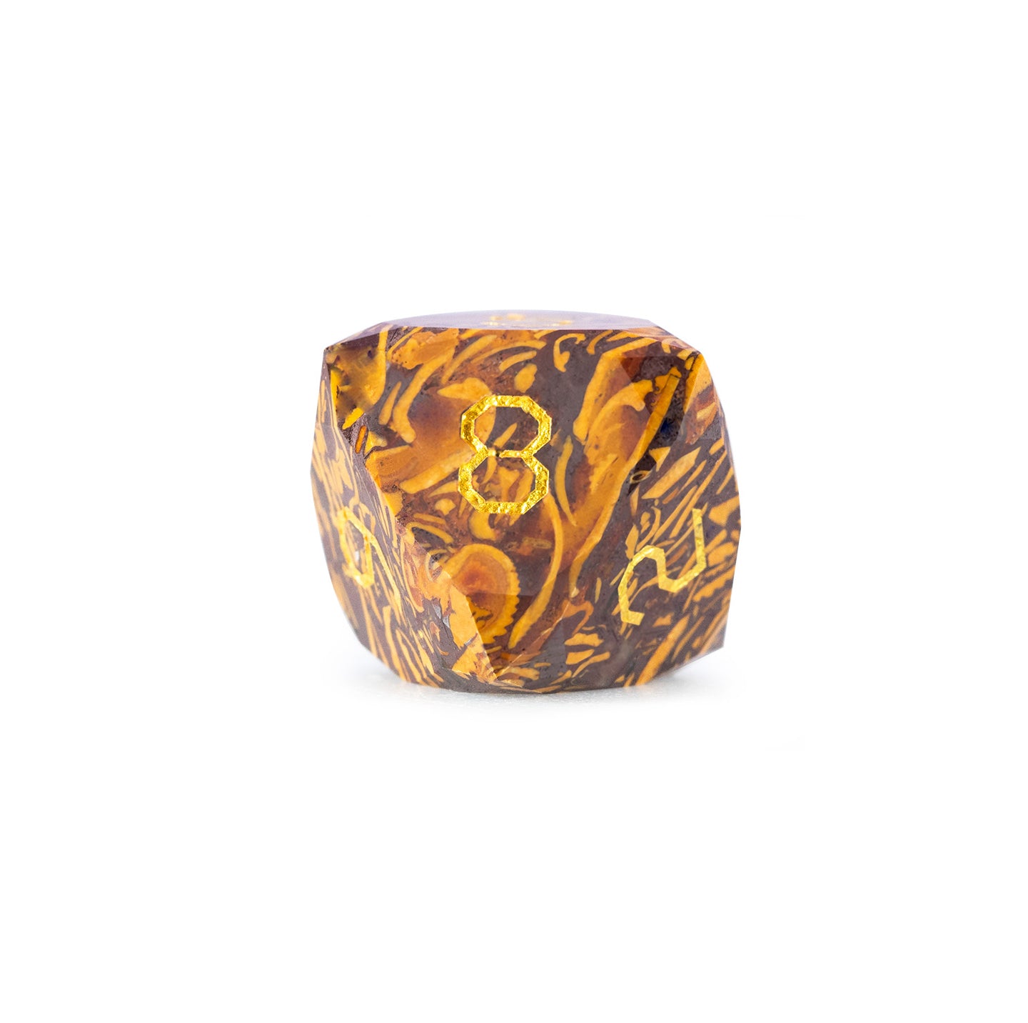 Golden Silk Jade Diamond-Cut 7-Piece Dice Set