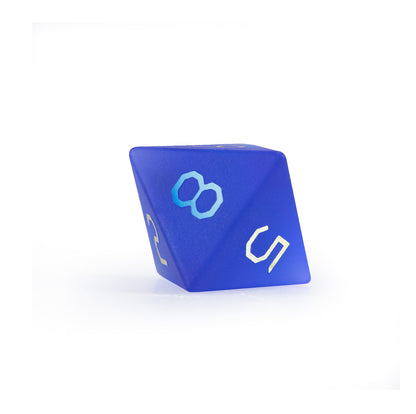 Royal Blue Plated Glass 7-Piece Polyhedral Dice Set