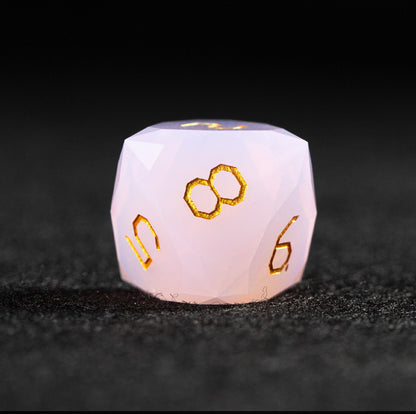 Pink Opalite Diamond-Cut 7-Piece Dice Set