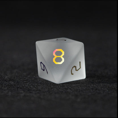 Opaline Plated Glass 7-Piece Polyhedral Dice Set