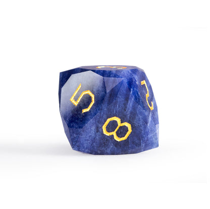 Blue Vein Stone Diamond-Cut 7-Piece Dice Set