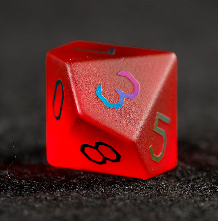 Crimson Red Plated Glass 7-Piece Polyhedral Dice Set