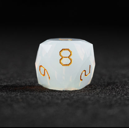 White Opalite Diamond-Cut 7-Piece Dice Set