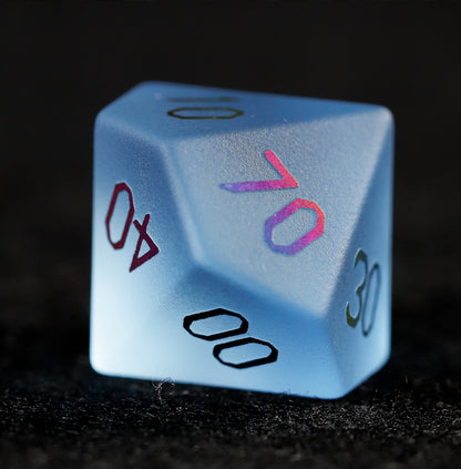 Sky Blue Glass Plated 7-Piece Polyhedral Dice Set