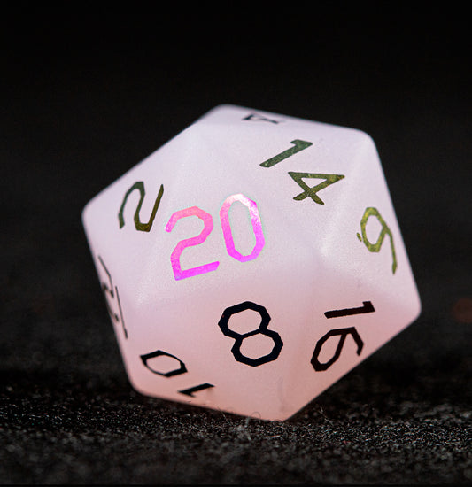 Blush Spirit White Plated 7-Piece Polyhedral Dice Set