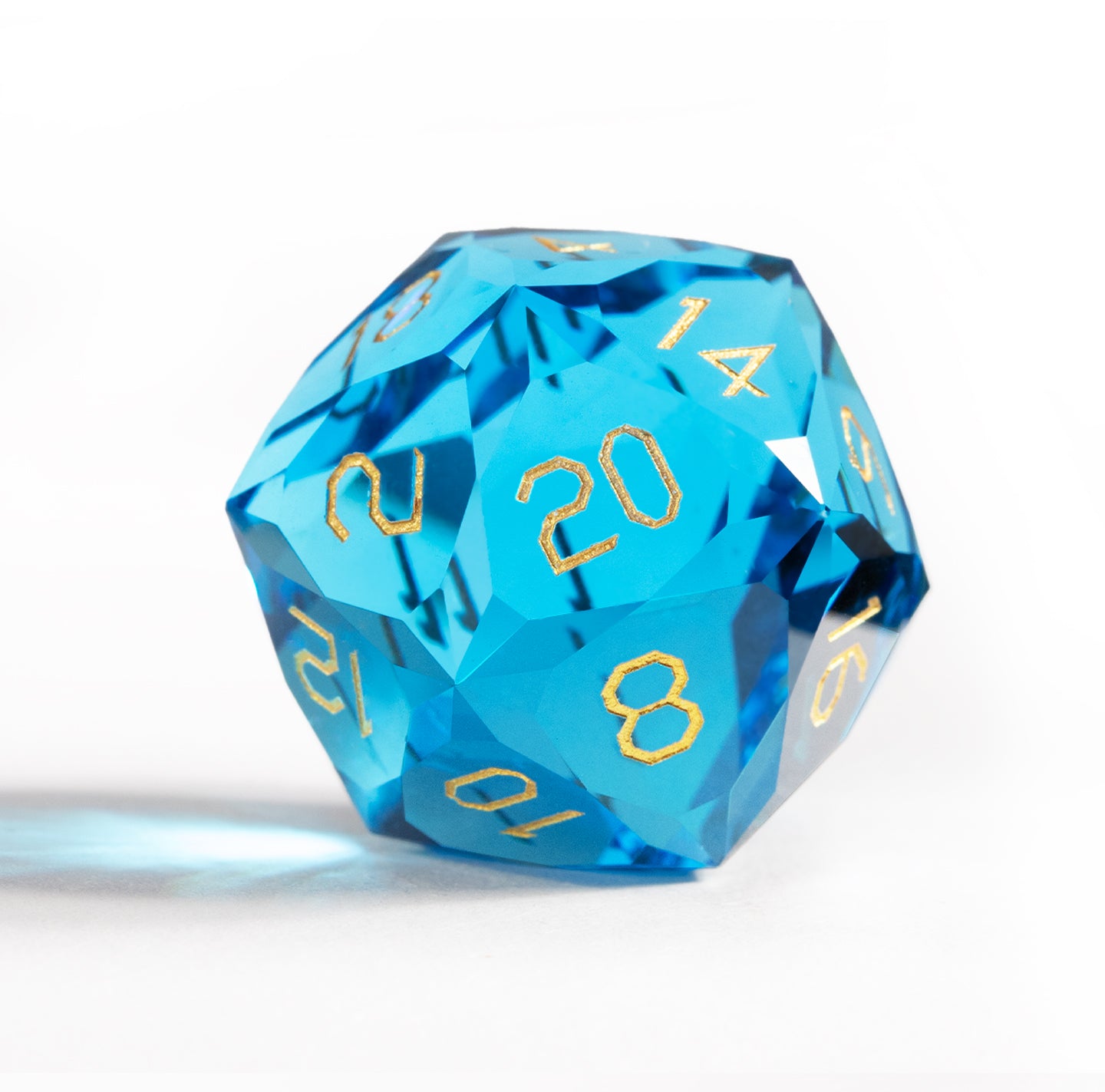 Sea Blue Crystal Diamond-Cut 7-Piece Dice Set
