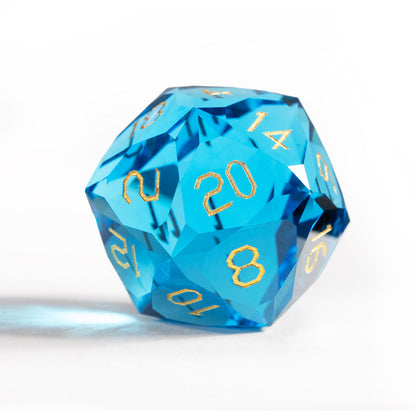 Sea Blue Crystal Diamond-Cut 7-Piece Dice Set