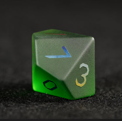 Olive Green Plated 7-Piece Polyhedral Dice Set