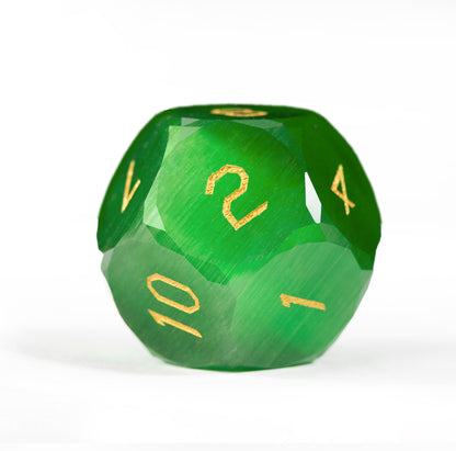 Green Cat’s Eye Crystal Diamond-Cut 7-Piece Dice Set