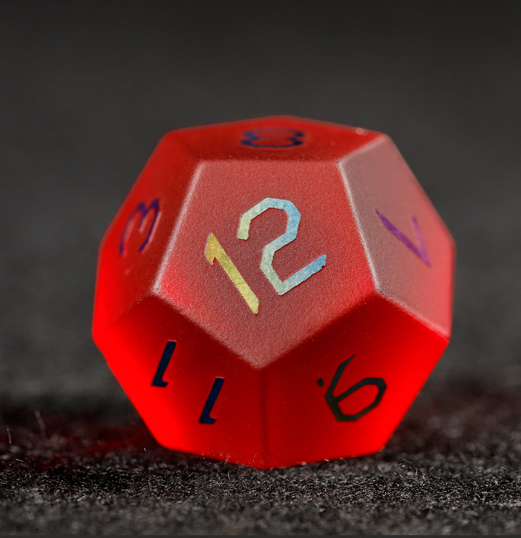 Crimson Red Plated Glass 7-Piece Polyhedral Dice Set
