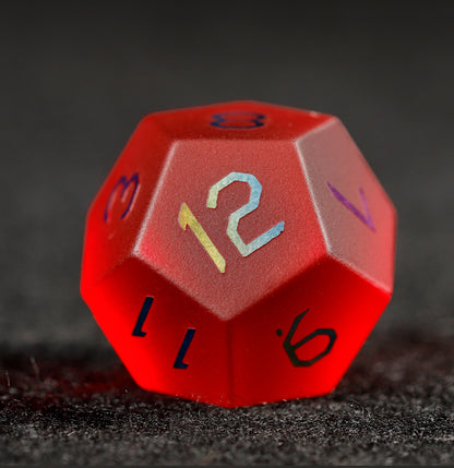Crimson Red Plated Glass 7-Piece Polyhedral Dice Set